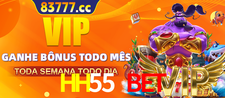 Banner promocional do HH55 BET oferecendo 100% de recompensas adicionais contínuas para quem fizer o login diário (Daily sign-in), com um mascote de coelho.