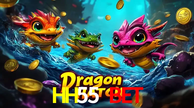 Arte promocional do jogo Dragon Hatch com três adoráveis dragões bebês nadando entre moedas de ouro, um dos slots mais divertidos para jogar no cassino HH55 BET.