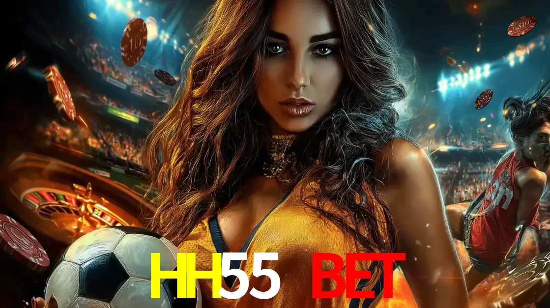 Mulher segurando uma bola de futebol em uma montagem que mistura a paixão esportiva com a emoção da roleta de cassino, tudo disponível na plataforma HH55 BET.